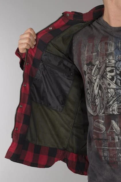 Camicia West Coast Choppers Dominator Aramid Riding Flanel Rosso-Nero 14 Camicia West Coast Choppers Dominator Aramid Riding Flanel Rosso-Nero - immagine 14