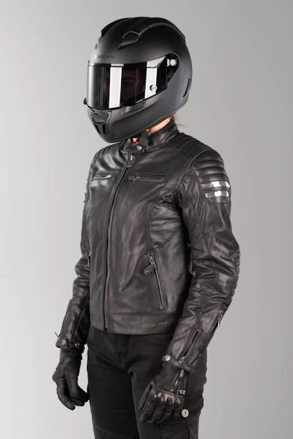 Giacca Moto Donna Segura Stripe Nero-Grigio-Argento 2 Giacca Moto Donna Segura Stripe Nero-Grigio-Argento - immagine 2