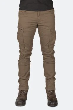 Pantaloni Cargo Moto Course Caféman Rinforzati In Aramide Tapered Fit Sabbia