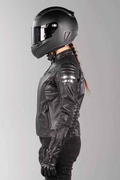 Giacca Moto Donna Segura Stripe Nero-Grigio-Argento 3 Giacca Moto Donna Segura Stripe Nero-Grigio-Argento - immagine 3