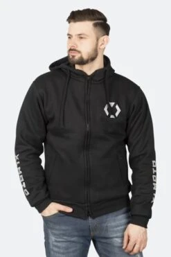 Felpa Con Cappuccio XLMOTO Rinforzata In Aramide Nero-Argento