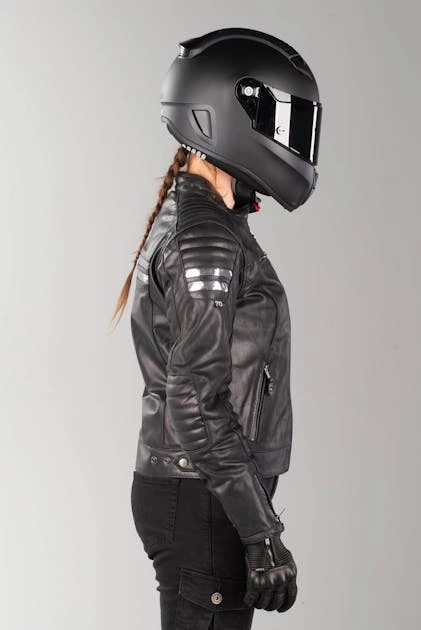 Giacca Moto Donna Segura Stripe Nero-Grigio-Argento 7 Giacca Moto Donna Segura Stripe Nero-Grigio-Argento - immagine 7