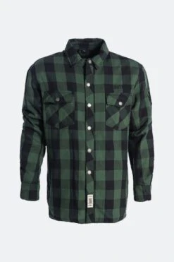 Camicia In Flanella West Coast Choppers Aramid Riding Verde-Nero