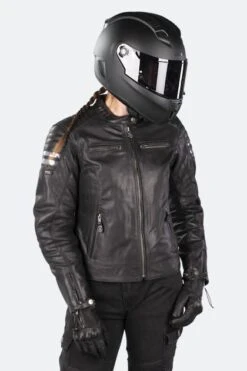 Giacca Moto Donna Segura Stripe Nero-Grigio-Argento