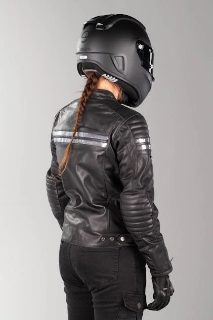 Giacca Moto Donna Segura Stripe Nero-Grigio-Argento 6 Giacca Moto Donna Segura Stripe Nero-Grigio-Argento - immagine 6