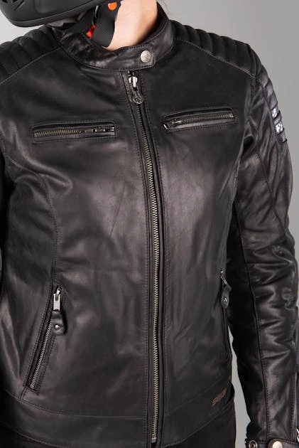 Giacca Moto Donna Segura Stripe Nero-Grigio-Argento 9 Giacca Moto Donna Segura Stripe Nero-Grigio-Argento - immagine 9