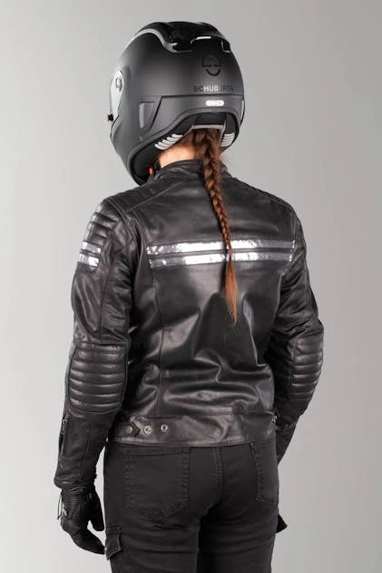 Giacca Moto Donna Segura Stripe Nero-Grigio-Argento 4 Giacca Moto Donna Segura Stripe Nero-Grigio-Argento - immagine 4