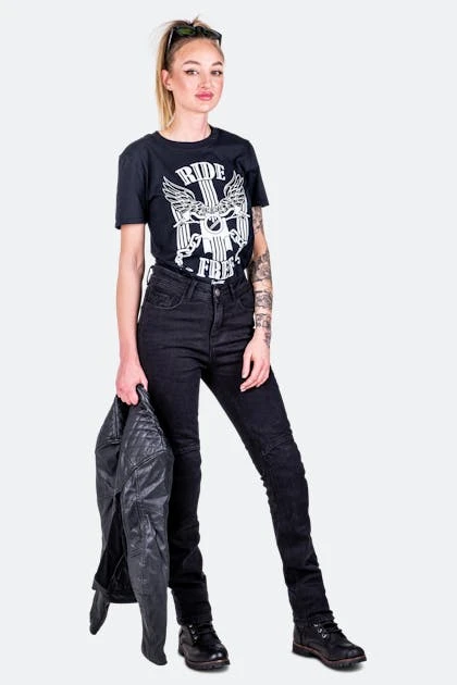 Jeans Moto Donna Course Burnout Rinforzati In Aramide Slim Fit Neri 11 Jeans Moto Donna Course Burnout Rinforzati In Aramide Slim Fit Neri - immagine 11