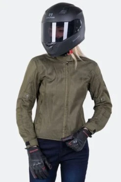Giacca Moto Donna Course Vento Mesh Verde Oliva