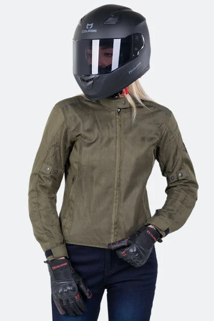 Giacca Moto Donna Course Vento Mesh Verde Oliva 1 Giacca Moto Donna Course Vento Mesh Verde Oliva