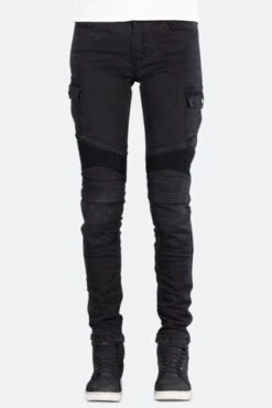 Pantaloni Moto Donna Course Wasteland Rinforzati In Aramide Slim Fit Neri