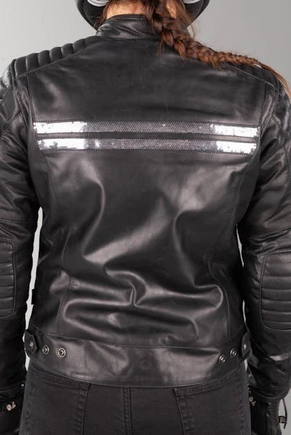 Giacca Moto Donna Segura Stripe Nero-Grigio-Argento 12 Giacca Moto Donna Segura Stripe Nero-Grigio-Argento - immagine 12