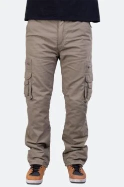 Pantaloni Moto Cargo Course Rinforzati In Aramide Loose Fit Beige