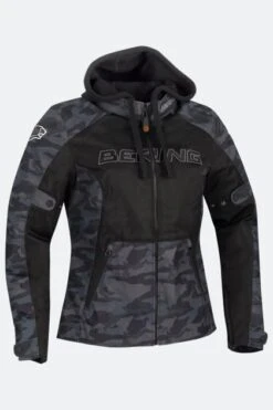 Felpa Moto Donna Bering Spirit Nero-Verde-Camo