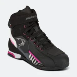 Scarpe Moto Donna Bering Lady Tiger Nero-Bianco-Fucsia