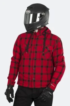 Camicia Con Cappuccio Richa Lumber Rosso-Nero