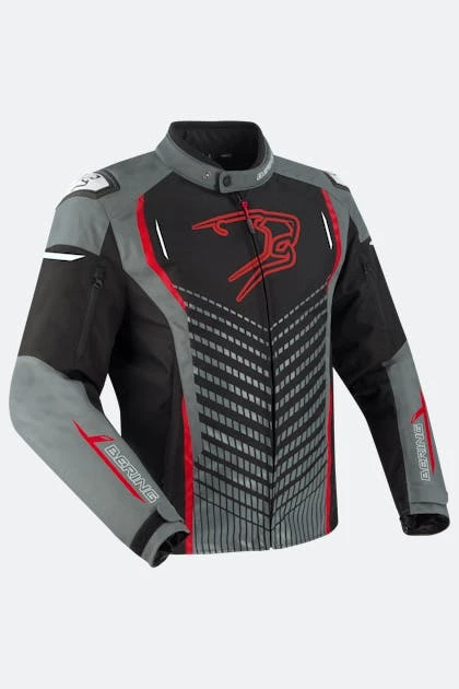 Giacca Moto Bering Gang Nero-Grigio-Rosso 1 Giacca Moto Bering Gang Nero-Grigio-Rosso