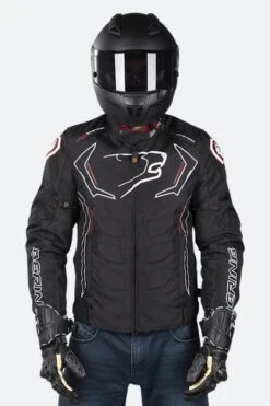 Giacca Moto Bering Guardian Nero-Bianco-Rosso